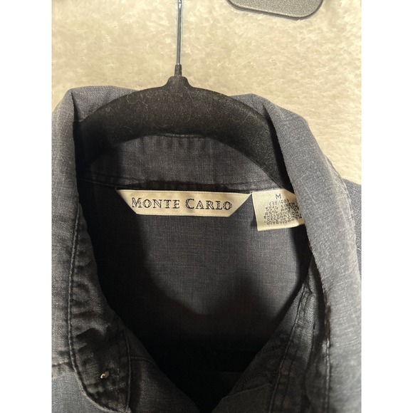 Monte Carlo Mens Medium Button Up Shirt Short Sleeve Embroidered Casual - Picture 2 of 5